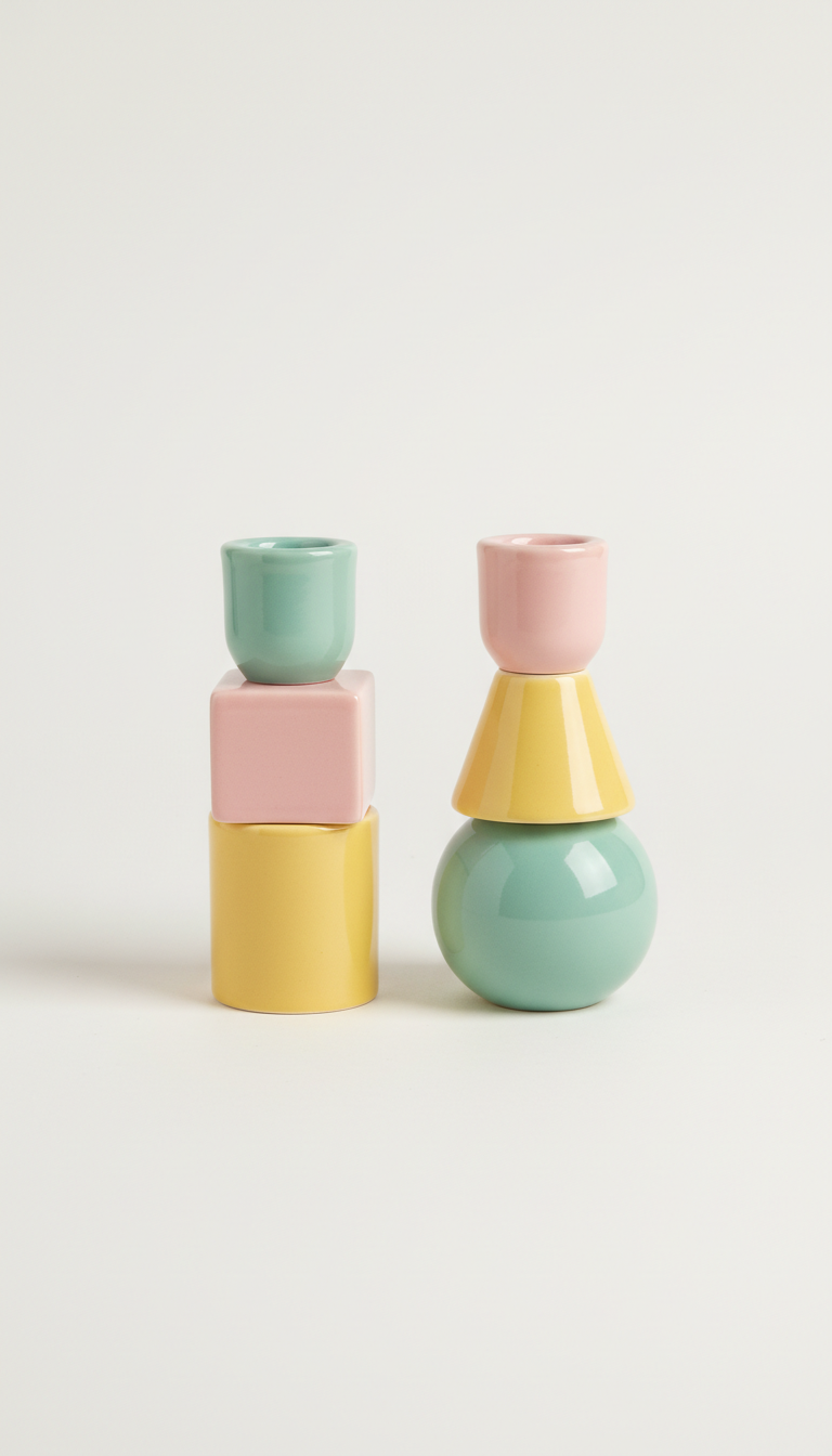 Color-Block Candle Holder Duo